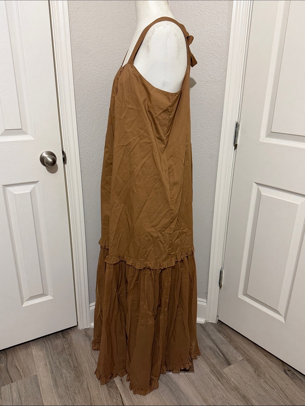 JOSLIN Adrianna Ruffled Organic Cotton-Poplin Maxi Dress Square Neck - Picture 6 of 11